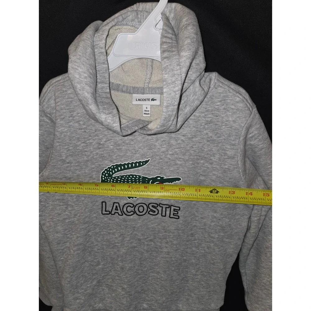 Lacoste Kids Sweatshirt Hoodie Gray Pullover Big Gator‎ Size S (6)